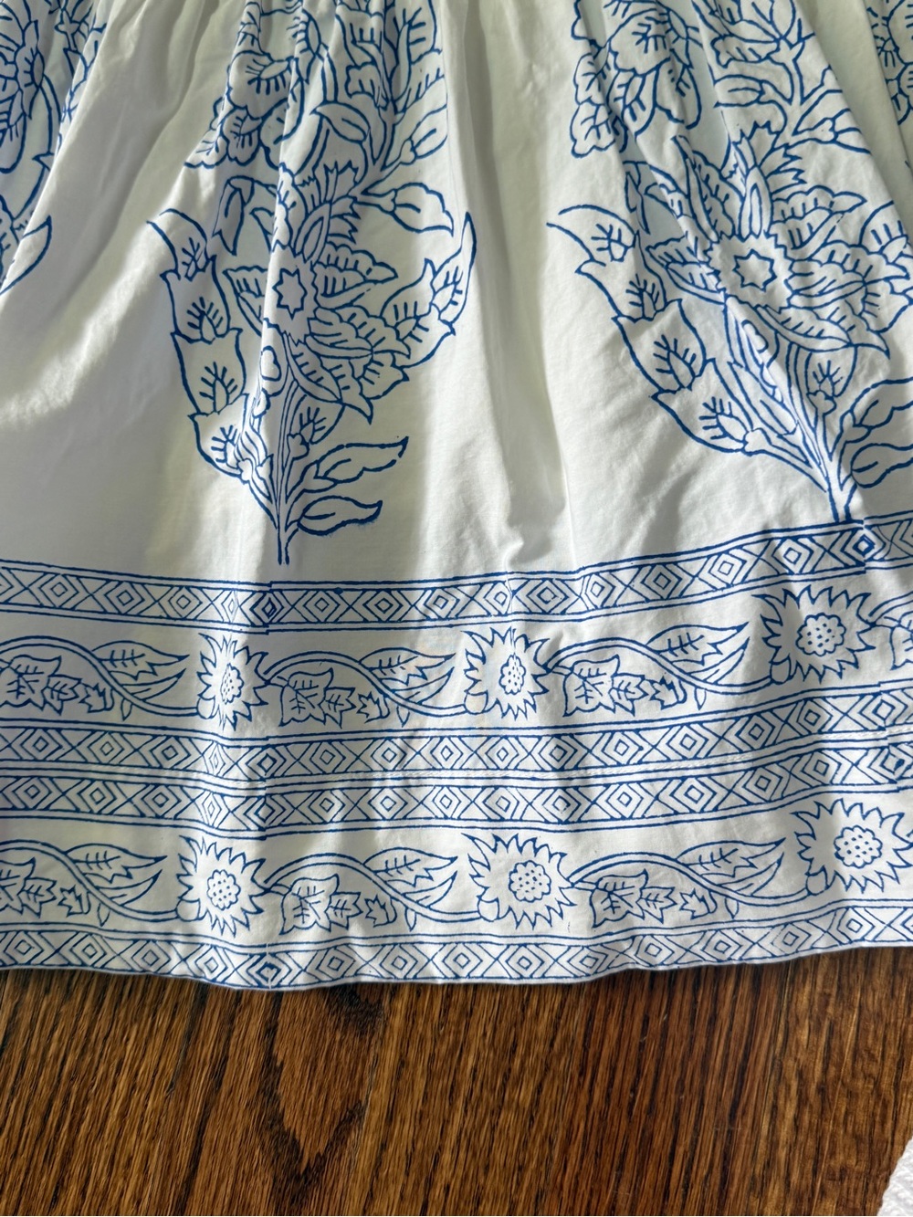 Oliphant White and Blue Floral Mediterranean Ruffle Strap Dress - Picture 4 of 9